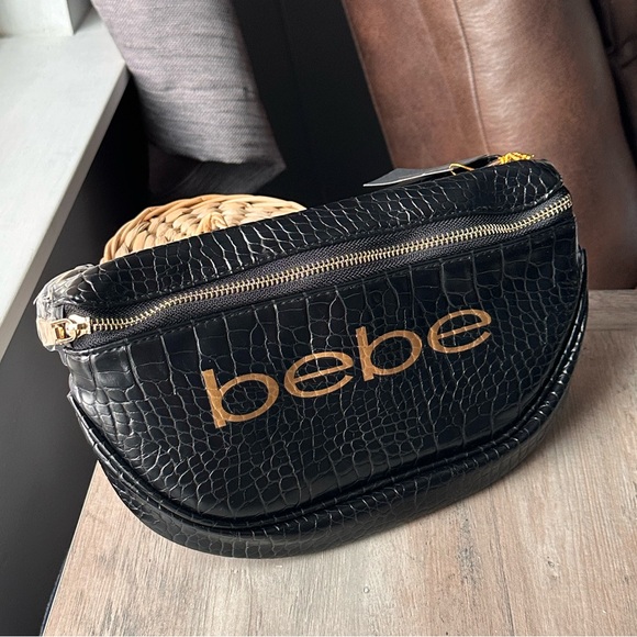 NWT Bebe | Josephine Crocodile Embossed Convertible Sling, Black - Picture 2 of 4